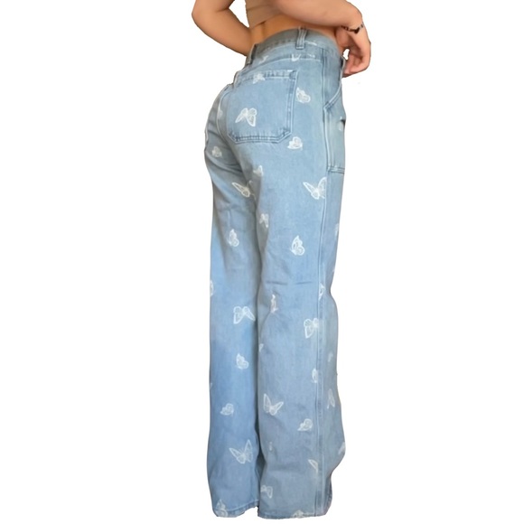 Simple society loose butterfly print denim jeans - Picture 5 of 5